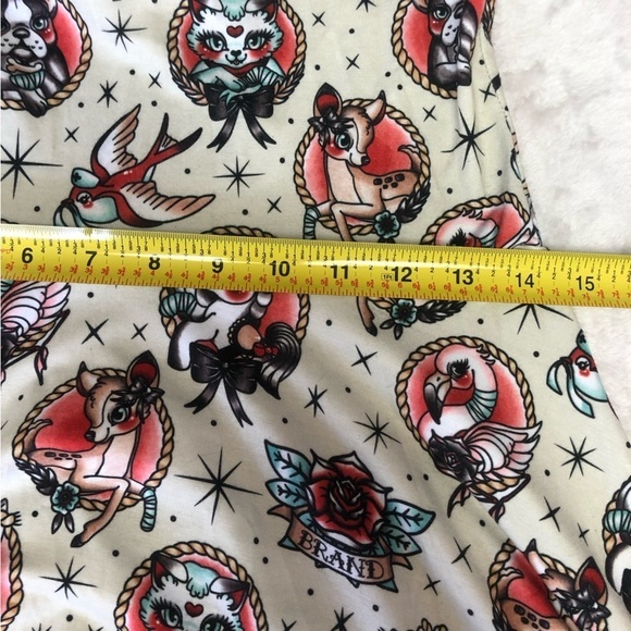 LIQUOR Brand Animal Hospital Tattoo Style Mini Summer Flared Dress Size Med - Picture 10 of 13